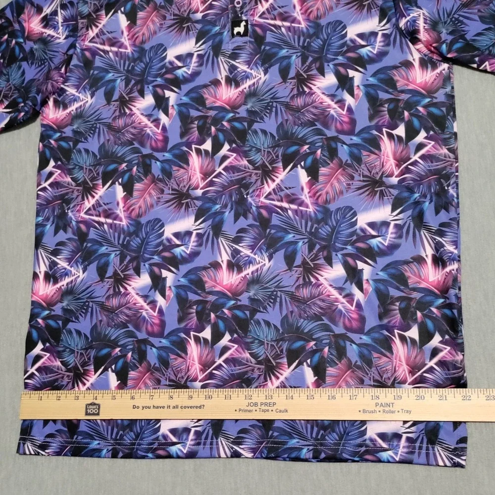Lofty Llama Golf Polo Shirt Mens Large Bermuda Transfusion‎ Floral Geometric AOP